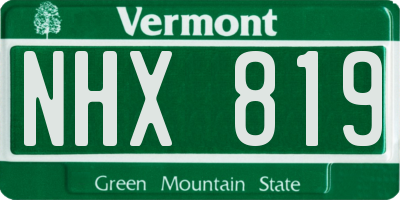 VT license plate NHX819