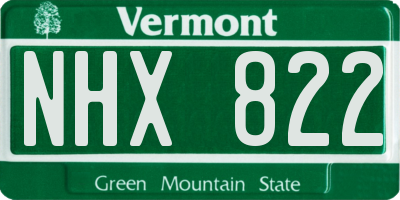 VT license plate NHX822