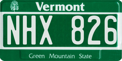 VT license plate NHX826