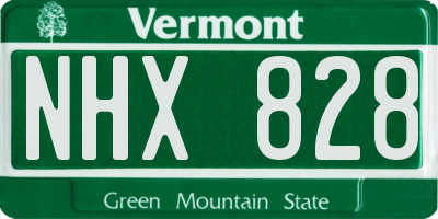 VT license plate NHX828