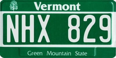 VT license plate NHX829