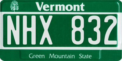VT license plate NHX832