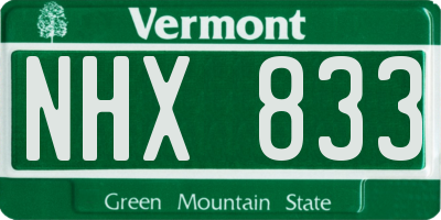 VT license plate NHX833