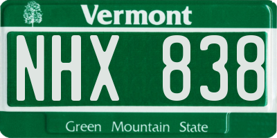 VT license plate NHX838