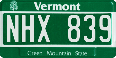 VT license plate NHX839