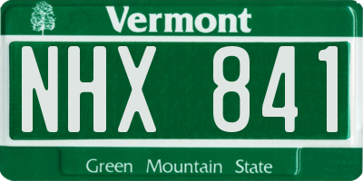 VT license plate NHX841