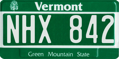 VT license plate NHX842