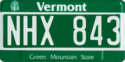 VT license plate NHX843