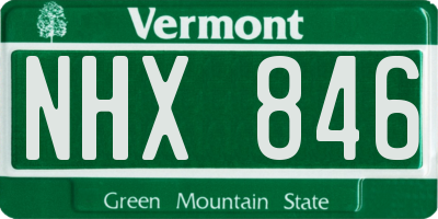 VT license plate NHX846