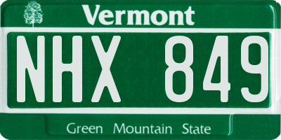 VT license plate NHX849