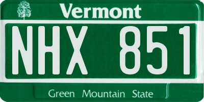 VT license plate NHX851