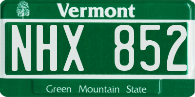VT license plate NHX852