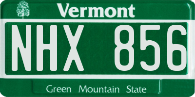 VT license plate NHX856