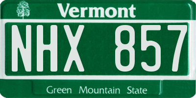 VT license plate NHX857
