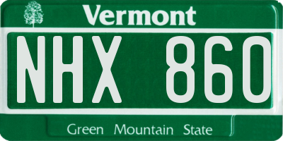 VT license plate NHX860