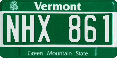 VT license plate NHX861