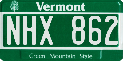 VT license plate NHX862