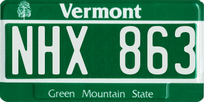 VT license plate NHX863