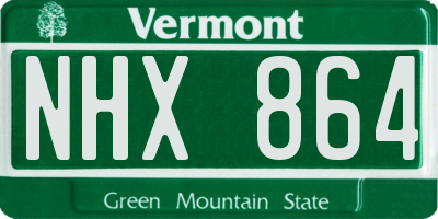 VT license plate NHX864