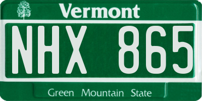 VT license plate NHX865