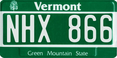 VT license plate NHX866