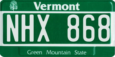VT license plate NHX868