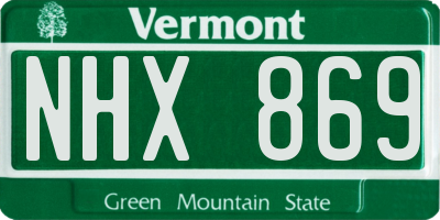 VT license plate NHX869