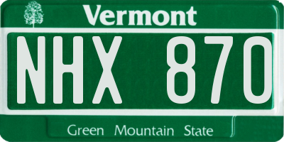 VT license plate NHX870