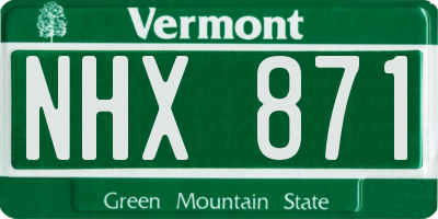 VT license plate NHX871