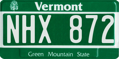 VT license plate NHX872