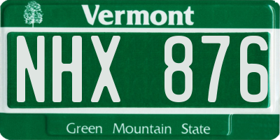 VT license plate NHX876