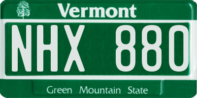 VT license plate NHX880