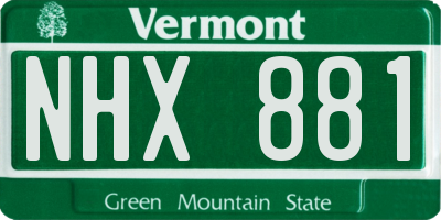 VT license plate NHX881