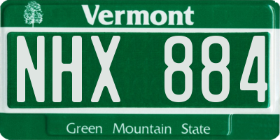 VT license plate NHX884