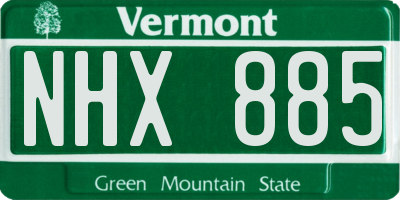 VT license plate NHX885