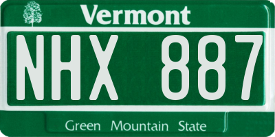 VT license plate NHX887