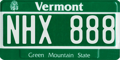 VT license plate NHX888