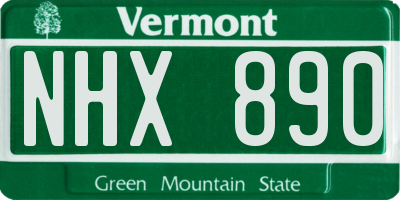 VT license plate NHX890