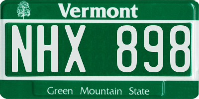 VT license plate NHX898
