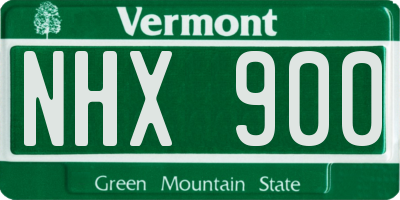 VT license plate NHX900