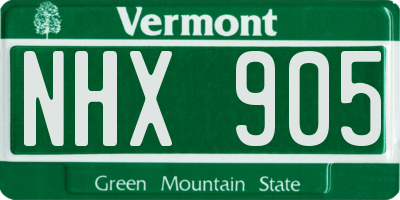 VT license plate NHX905