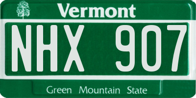VT license plate NHX907