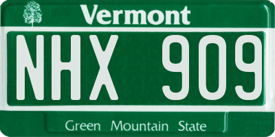 VT license plate NHX909