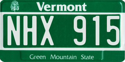 VT license plate NHX915