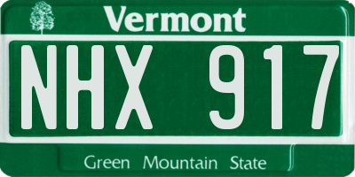 VT license plate NHX917
