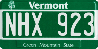 VT license plate NHX923