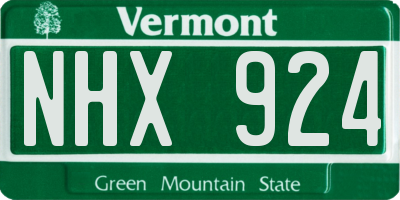 VT license plate NHX924