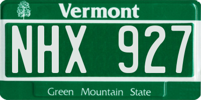 VT license plate NHX927