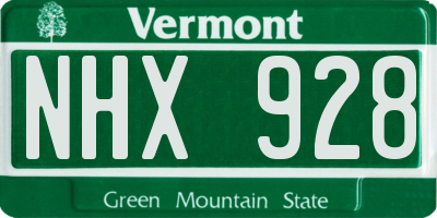 VT license plate NHX928