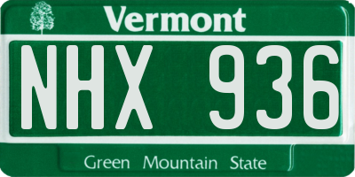 VT license plate NHX936
